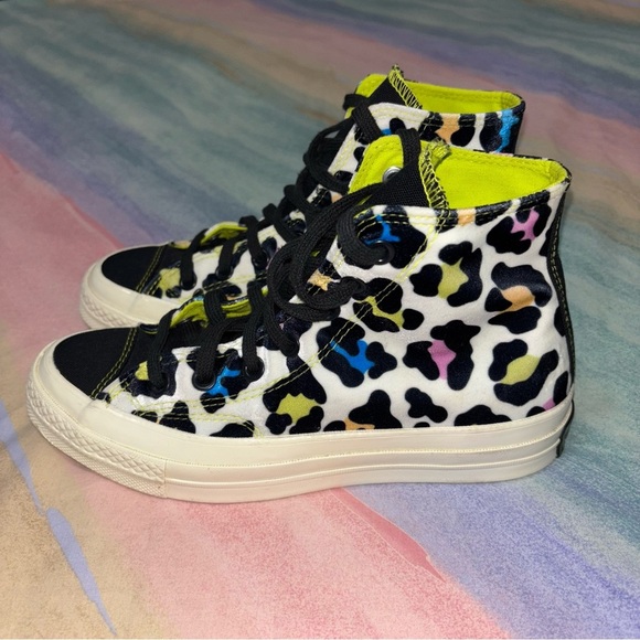 Converse Velvet Rainbow Leopard Chuck Taylor 70 High Top Sneakers size 7.5 - Picture 4 of 10